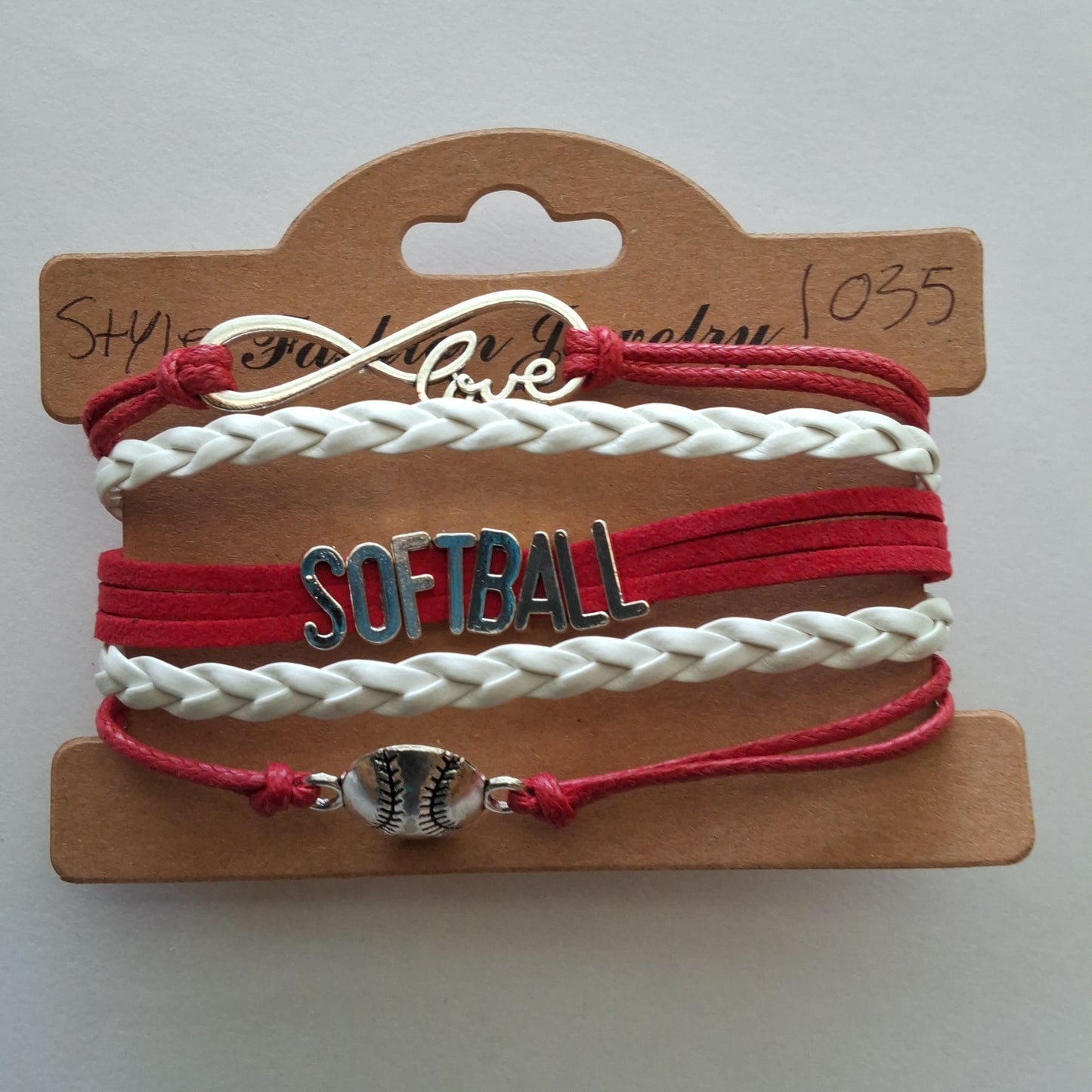 Red Softball Bracelet Style # 1035