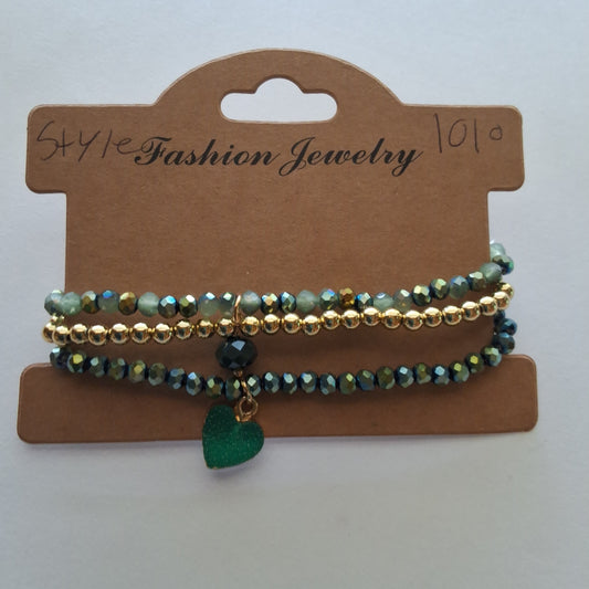 Green and Gold Bracelet Set Style # 1010