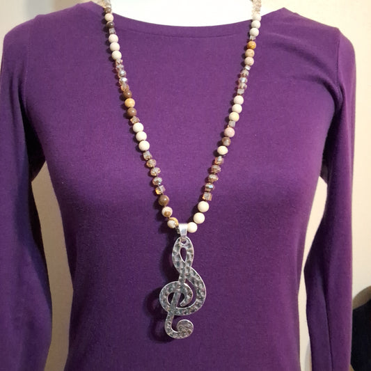 Musical Note Brown Necklace Style # 1043