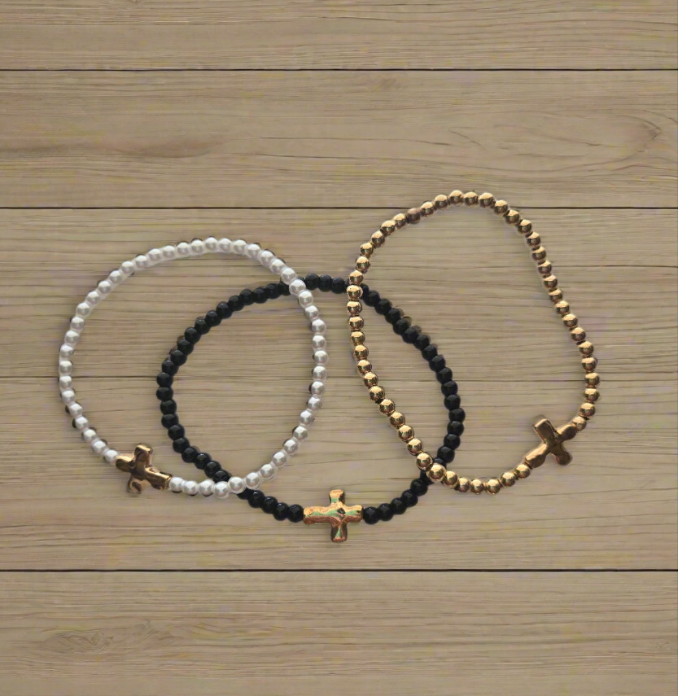 Gold Cross Bracelet Set Style #1198