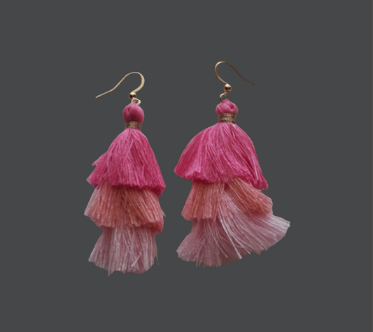 Pink Tassle Earrings Style # 459