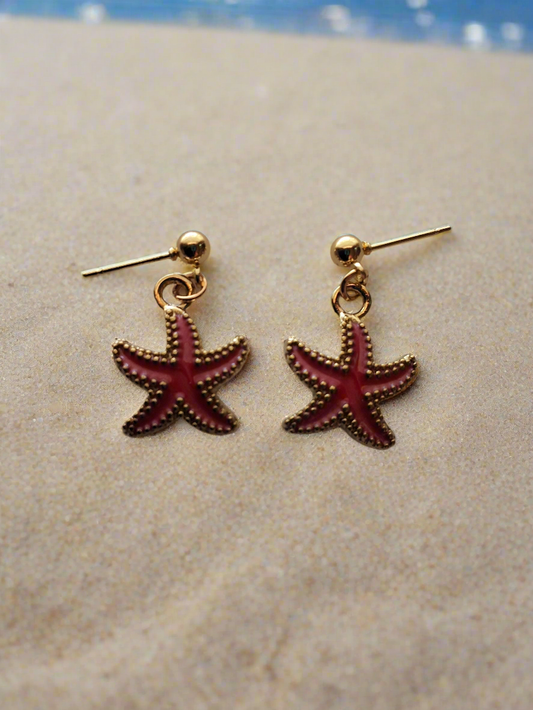 Pink Starfish Earrings Style # 1135