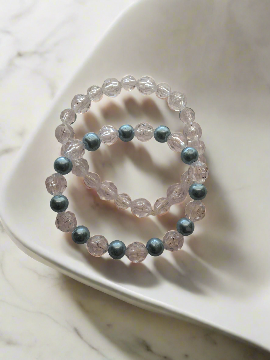 Blue and Clear Bracelet Set Style # 230