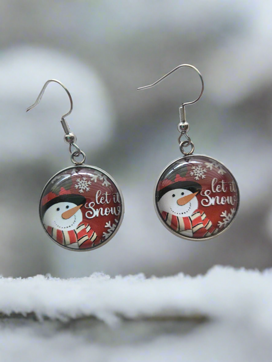 Let it snow snowman earrings style #1090