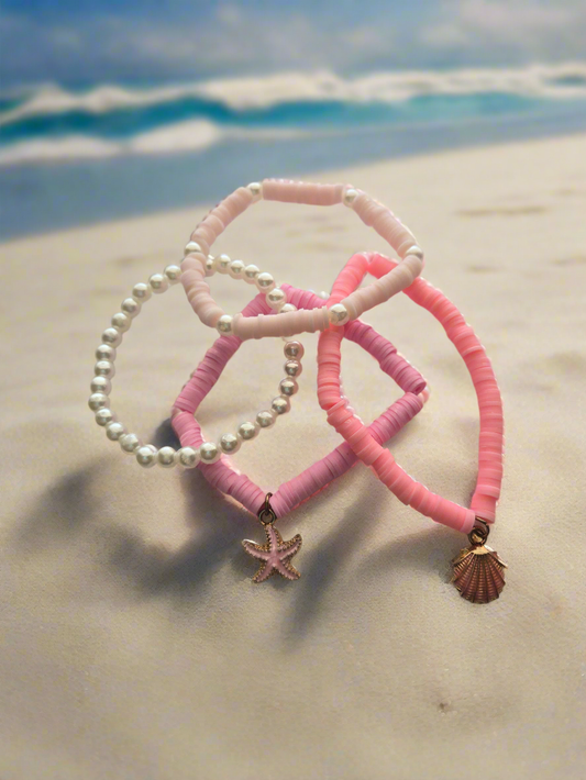 Pink Beach Bracelet Set Style # 1049