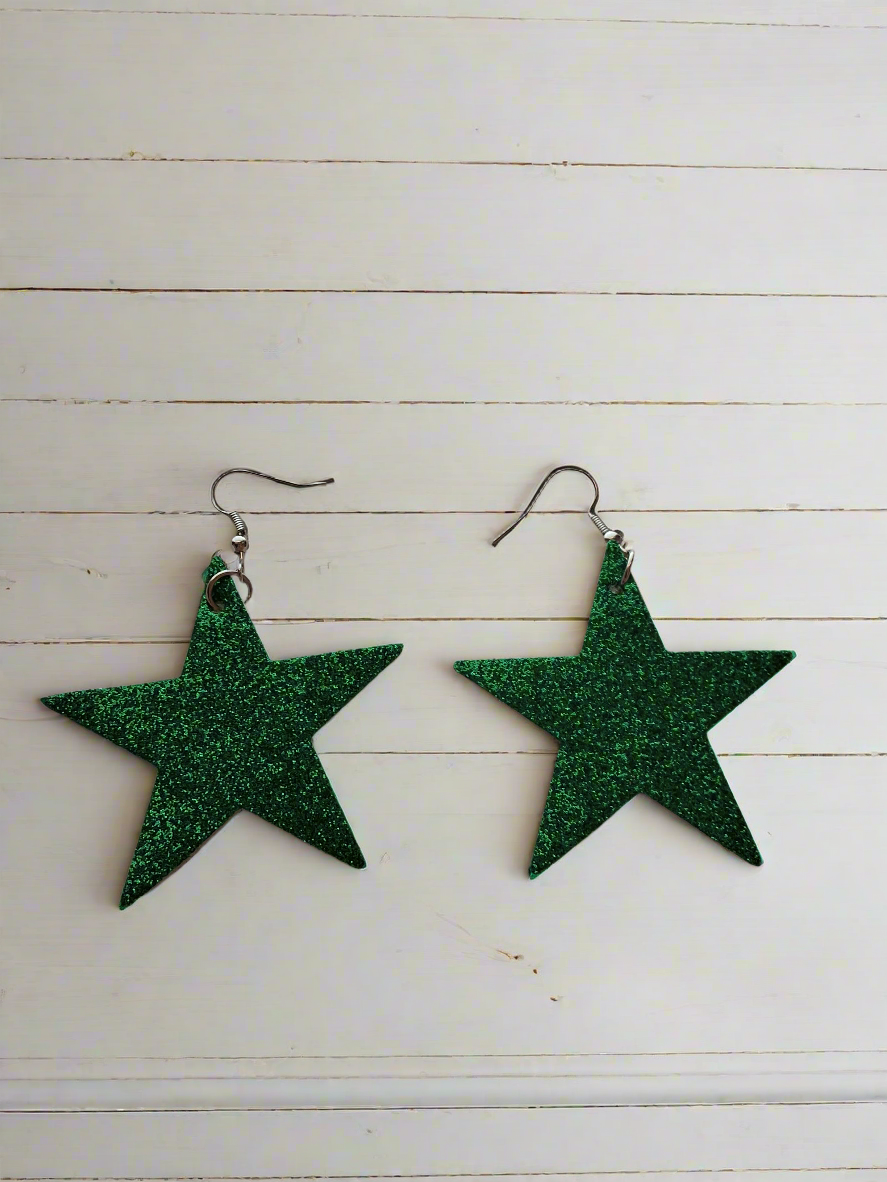 Green Star Earrings Style # 1071