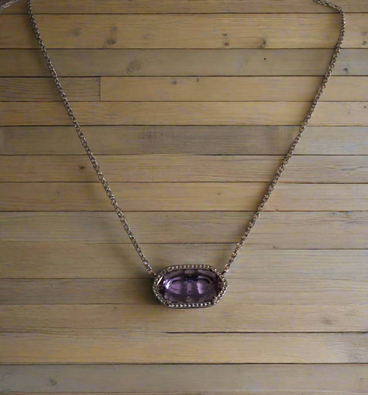 Silver Lavender Stone Necklace Style # 1051