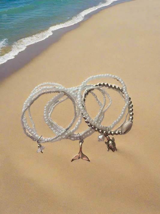 White Beach Bracelet Set Style # 975