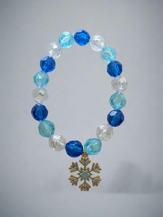 Kids Multi Color Blue Snowflake Charm Bracelet Style #393