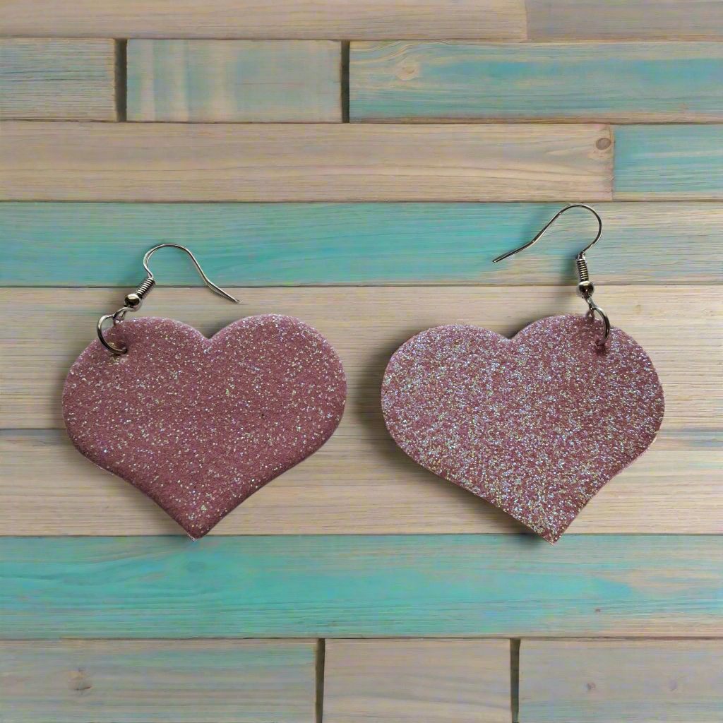 Pink Heart Earrings Style # 542