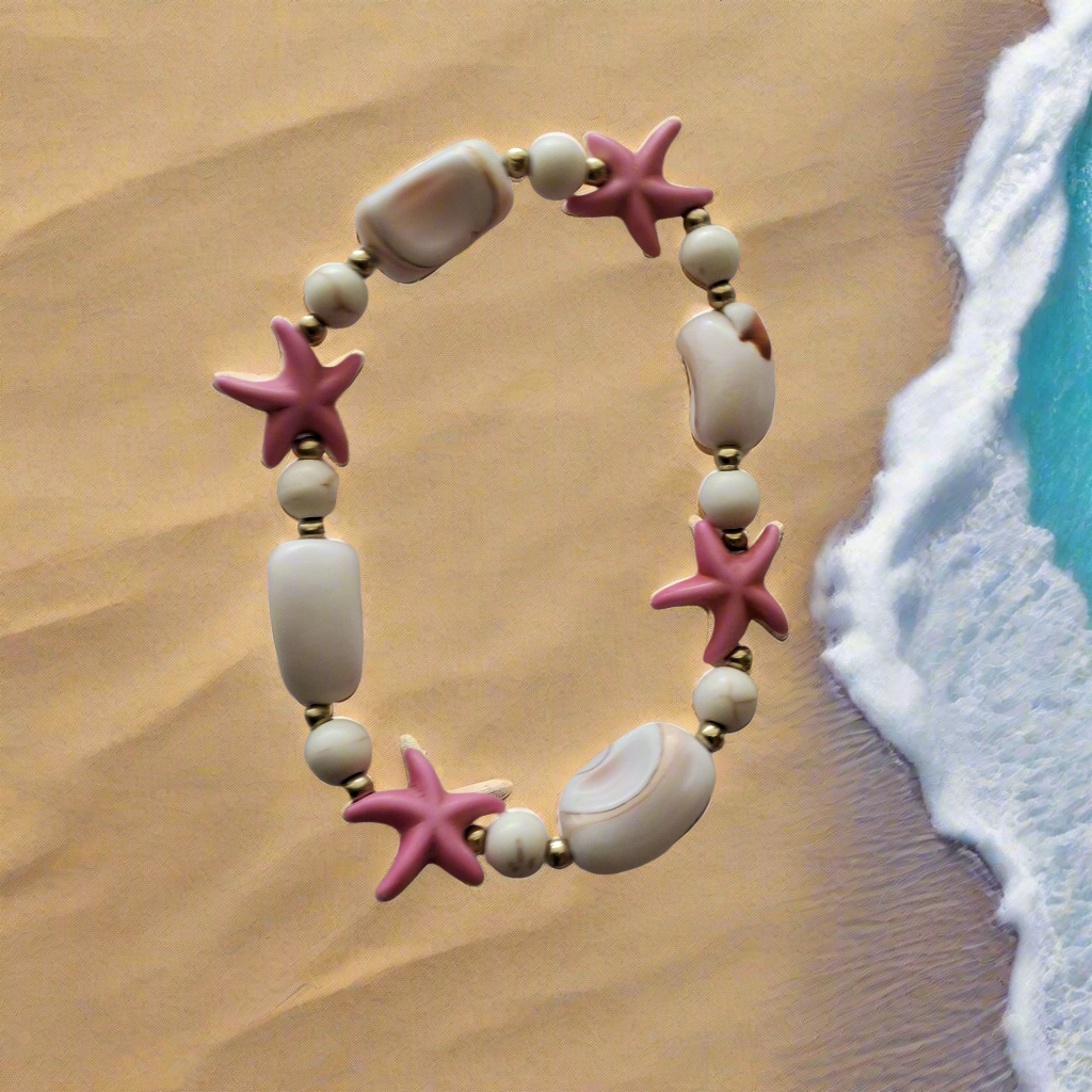 Shell and Pink Star Bracelet Style # 1039