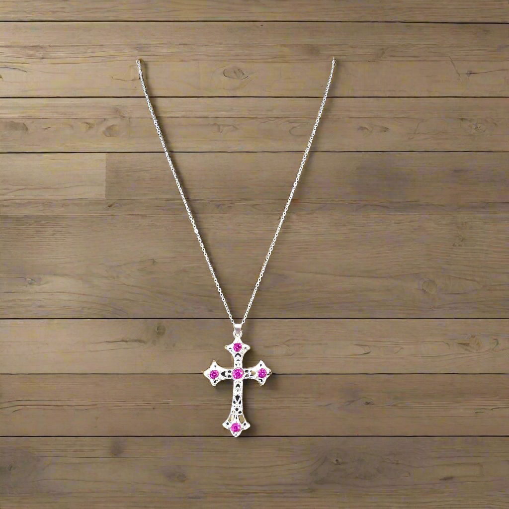 Pink Cross Necklace Style # 714