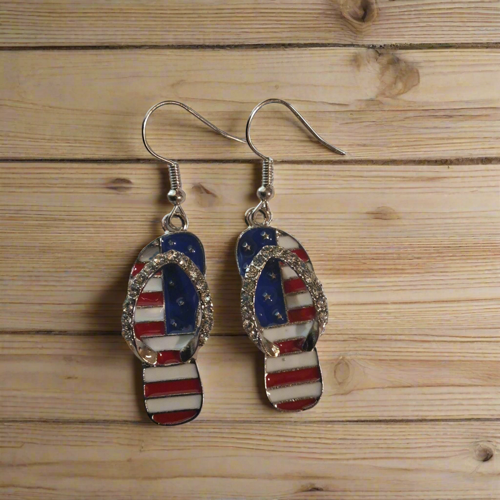 Fourth of July Flip Flop Earrings Style # 905