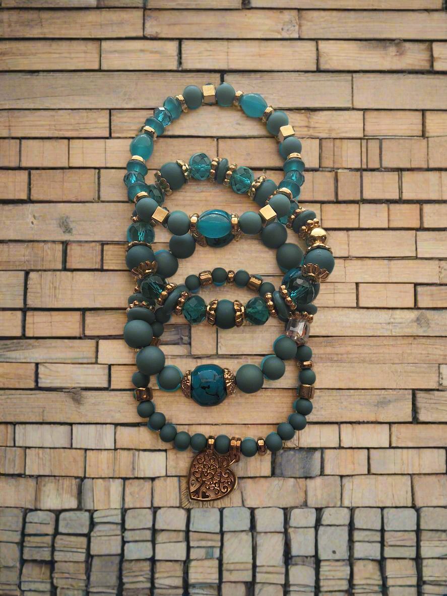 Dark Turquoise Bracelet Set Style # 969