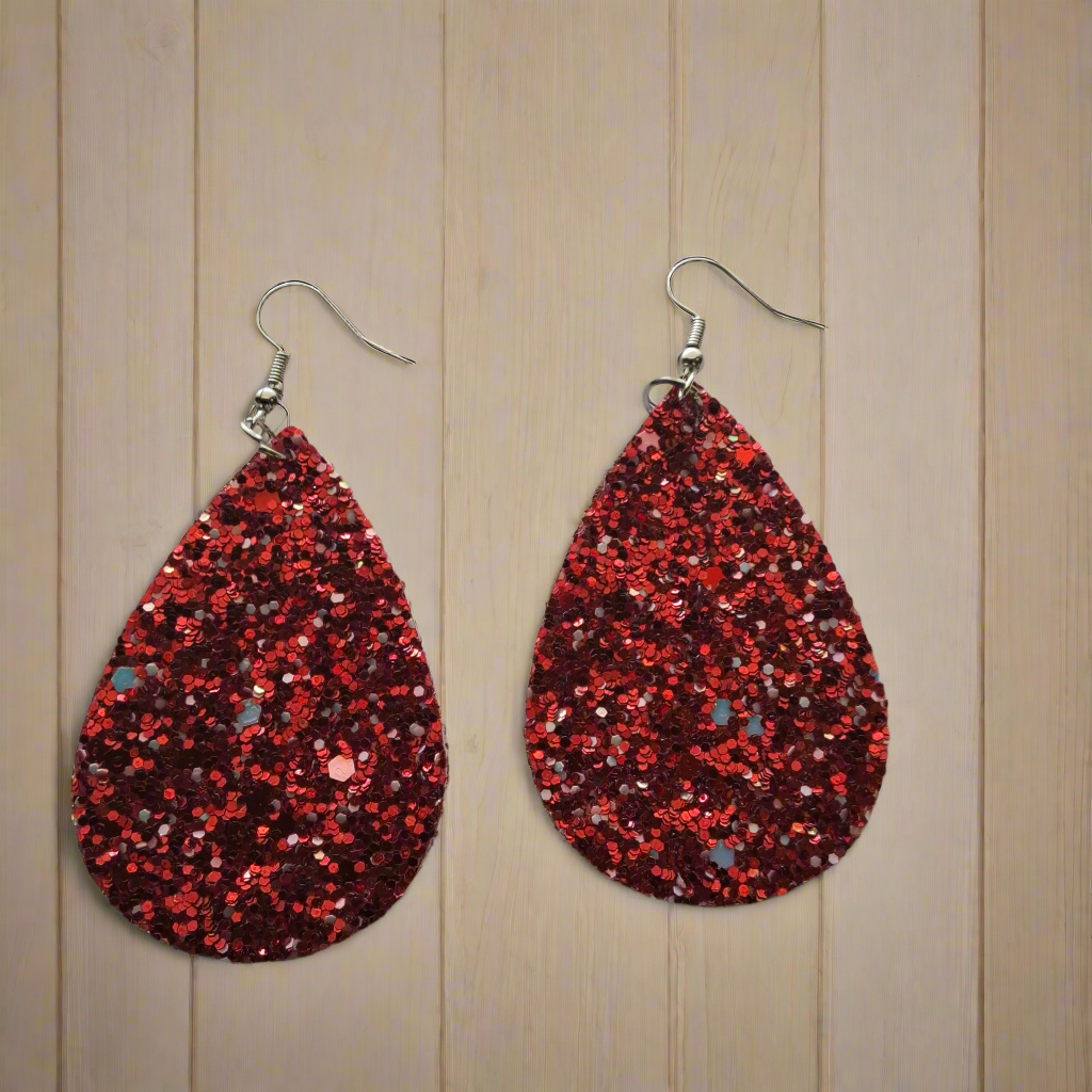 Red Sparkle Earrings Style # 114