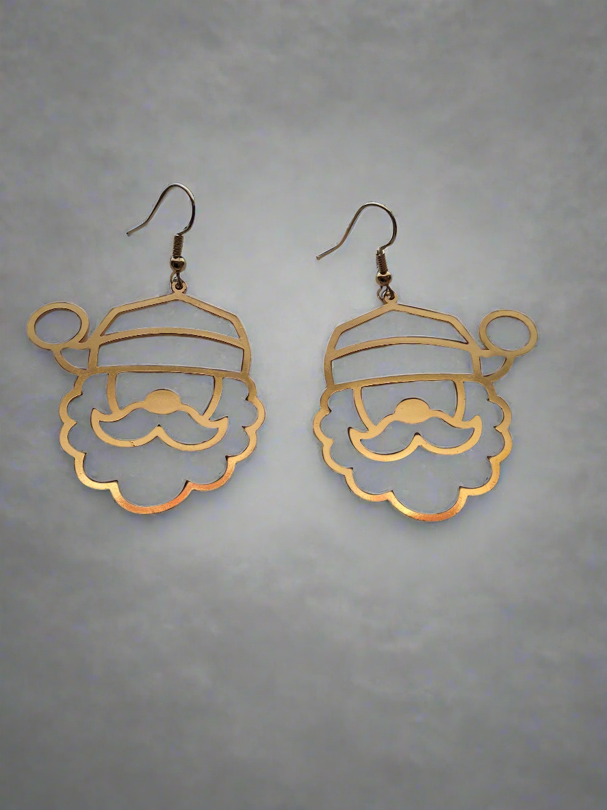 Gold Santa Earrings Style # 1172