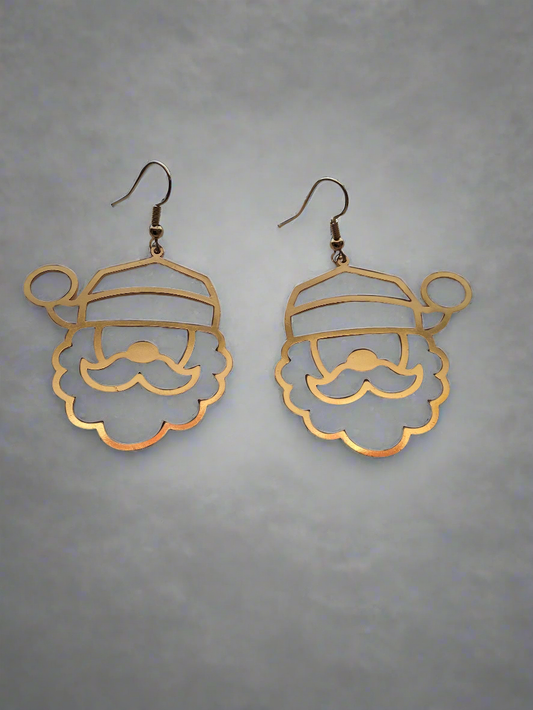 Gold Santa Earrings Style # 1172