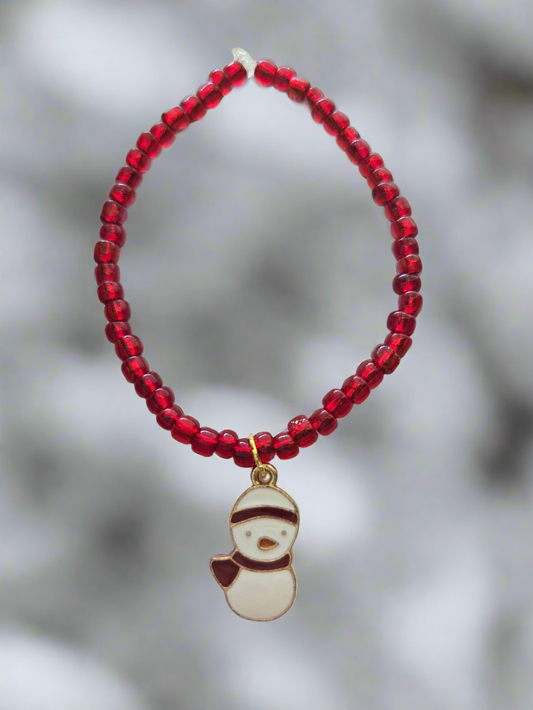Kids Red Snowman Charm Bracelet Style #278