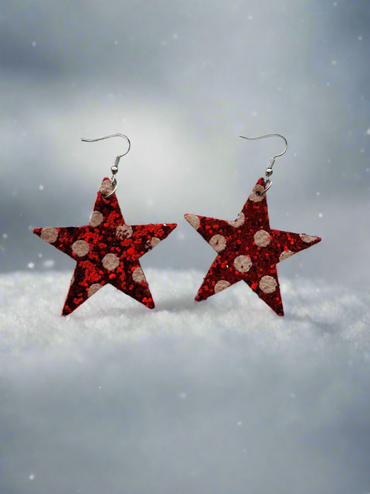 Christmas Red Star Earrings Style # 1099