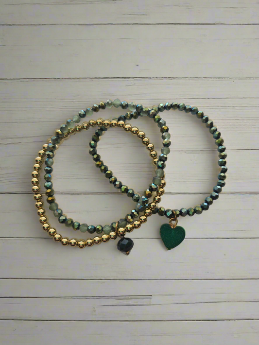 Green and Gold Bracelet Set Style # 1010