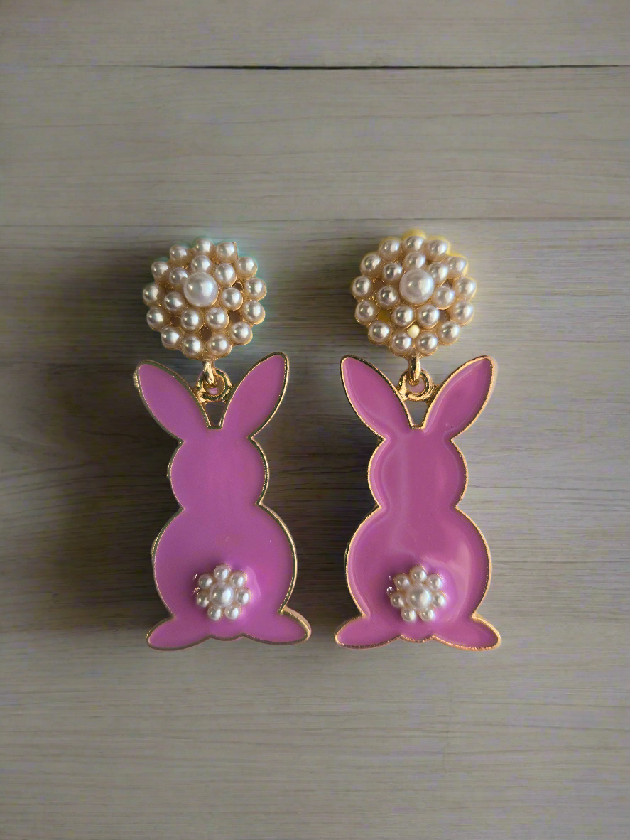 Pink Bunny Earrings Style # 1243