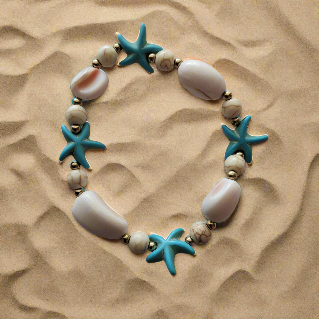 Kids Shell Blue Star Bracelet Style # 1041