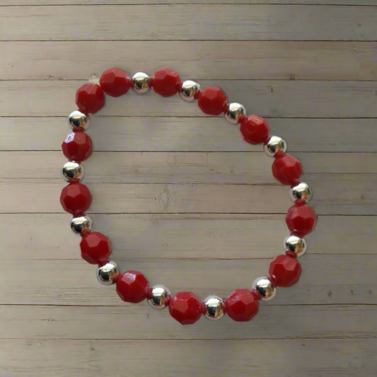 Red and Silver Bracelet Style # 208