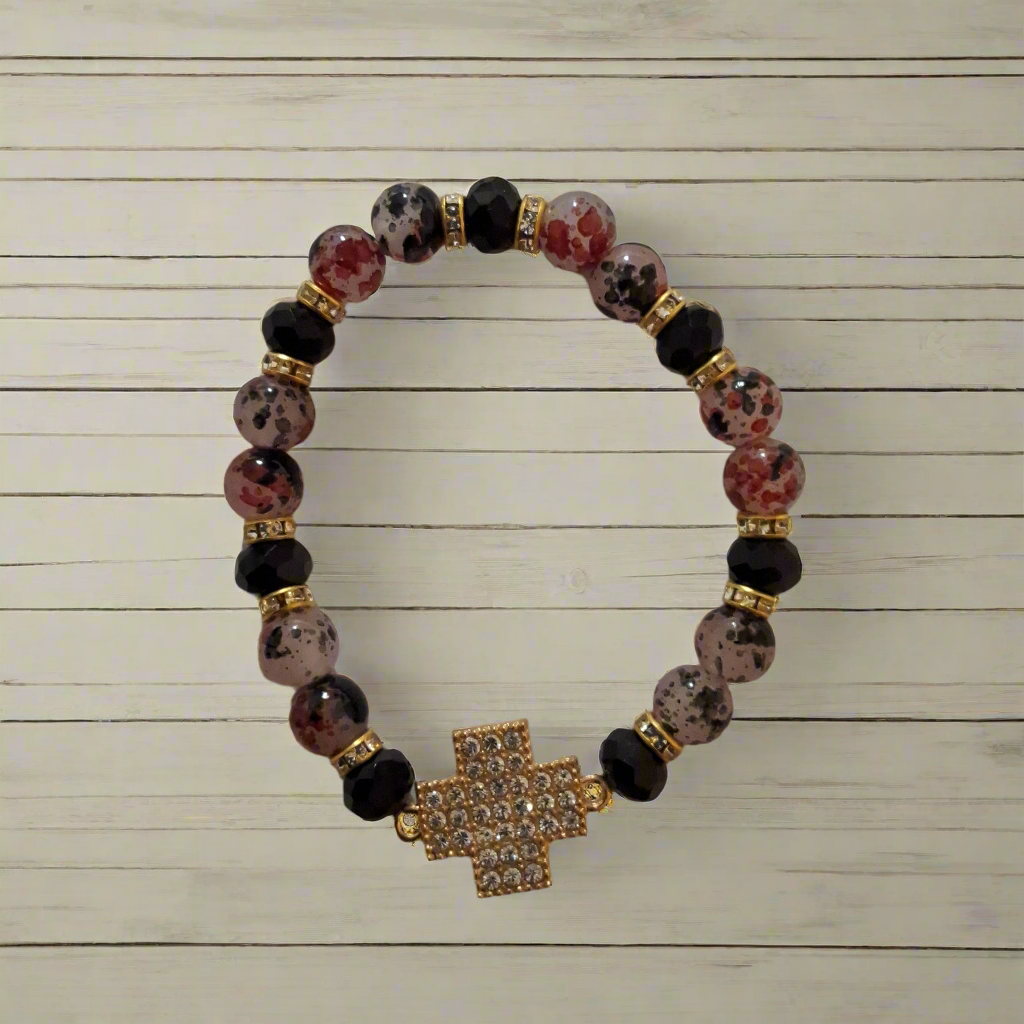 Red and Black Cross Bracelet Style # 180