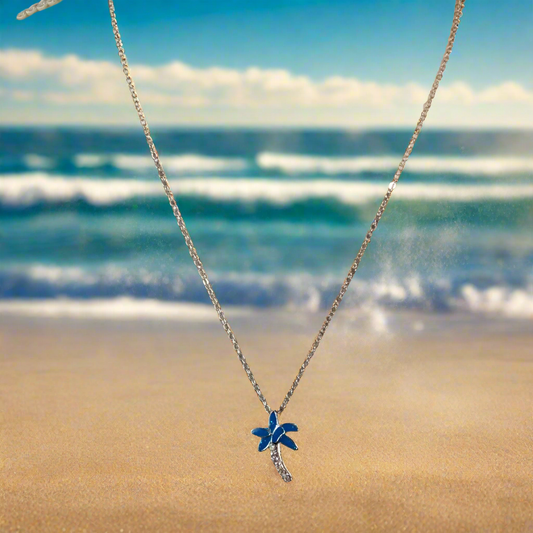 Blue Palm Tree Necklace Style # 862