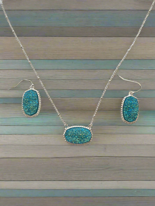 Blue Necklace and Earring Set Style # 554