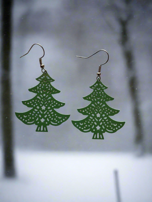 Green Christmas Tree Earrings Style # 1155