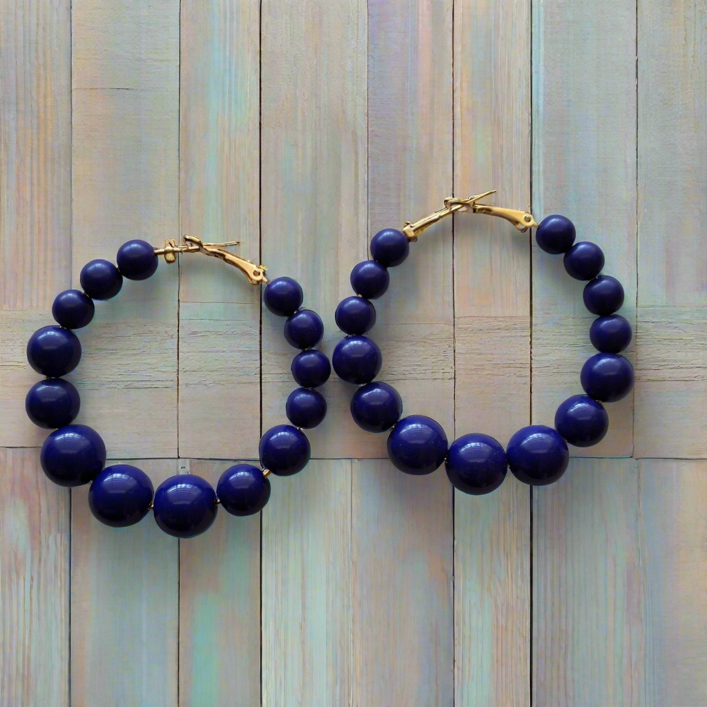 Blue Hoop Earrings Style # 535