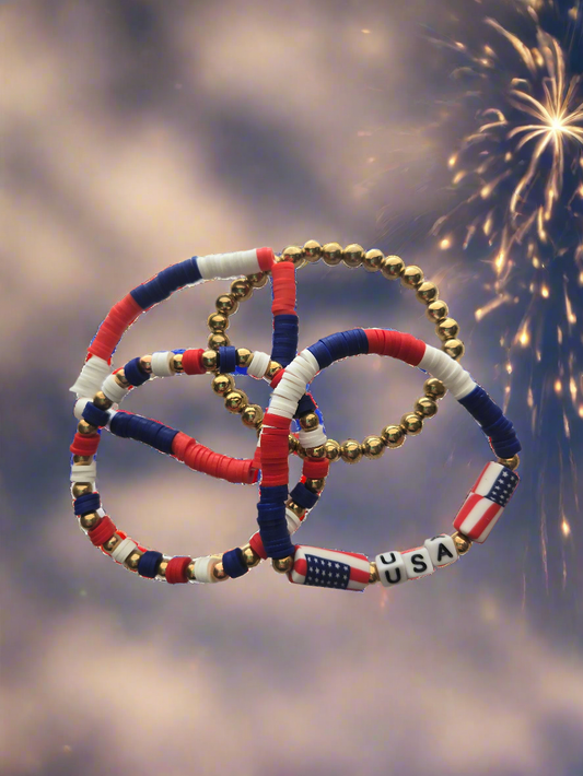 Red, White, and Blue USA Bracelet Style # 1029