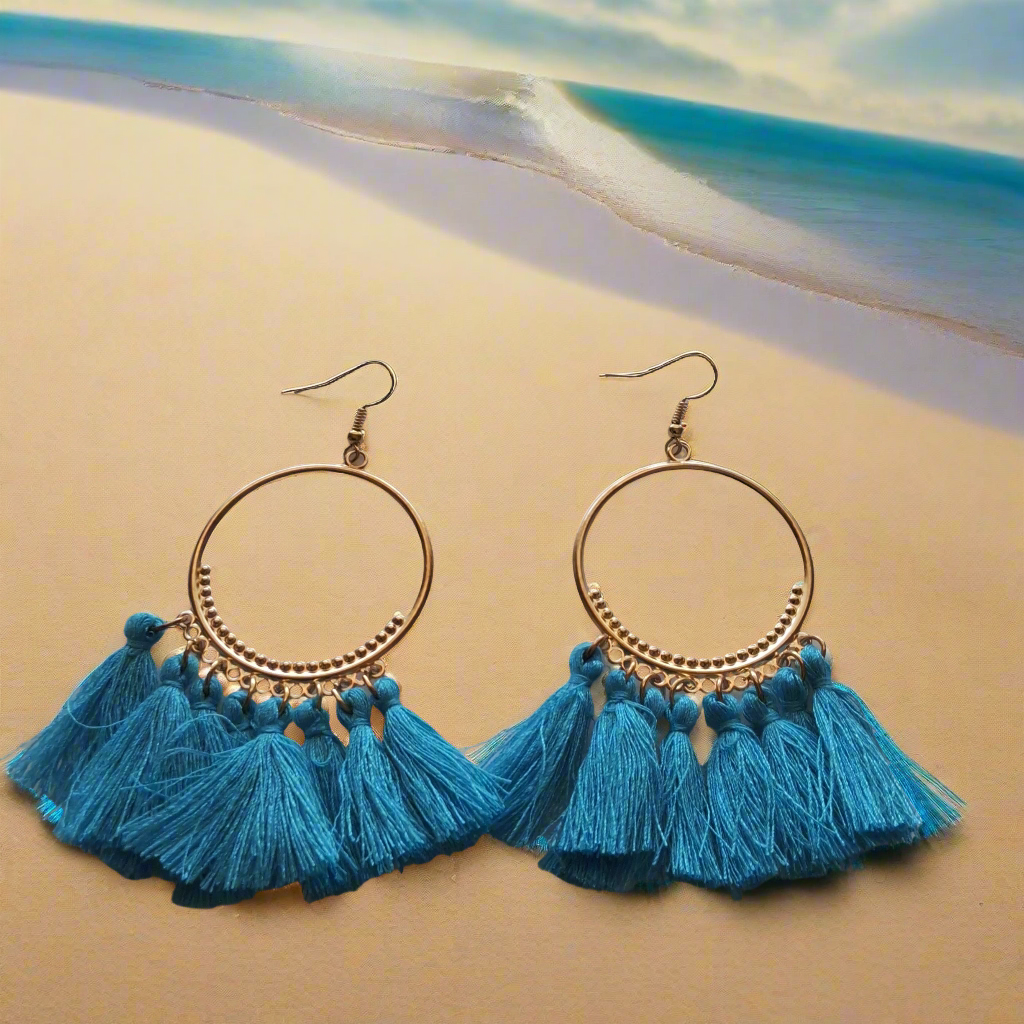 Blue Tassle Earrings Style # 567