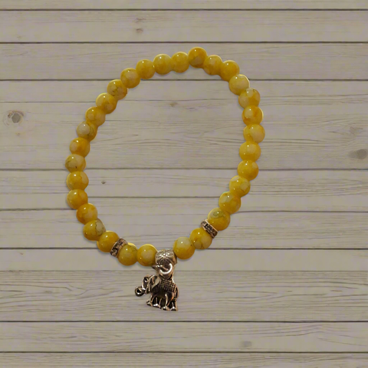 Yellow Bracelet with Elephant Charm Style # 161