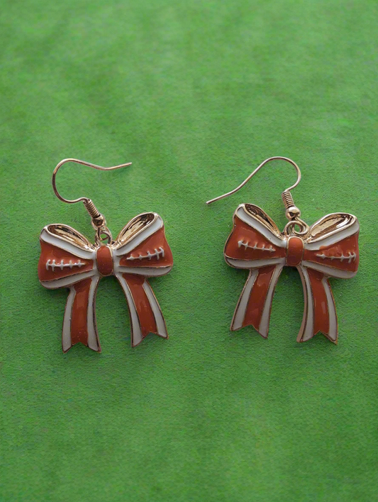 Orange and White Bow Earrings Style # 1308