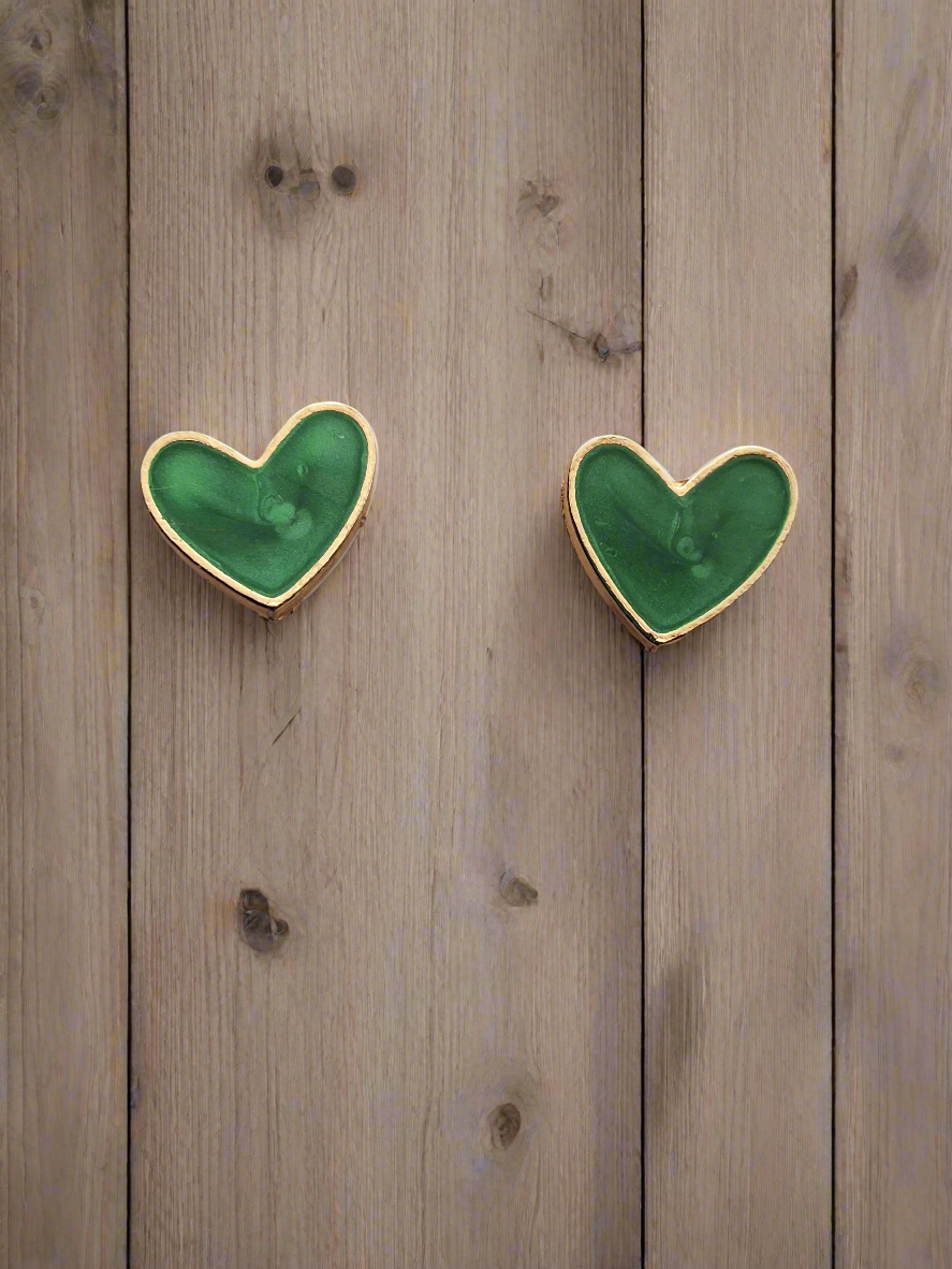 Green Heart Earrings Style # 1234