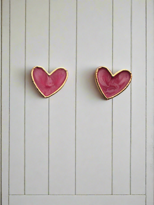 Pink Heart Earrings Style # 1233