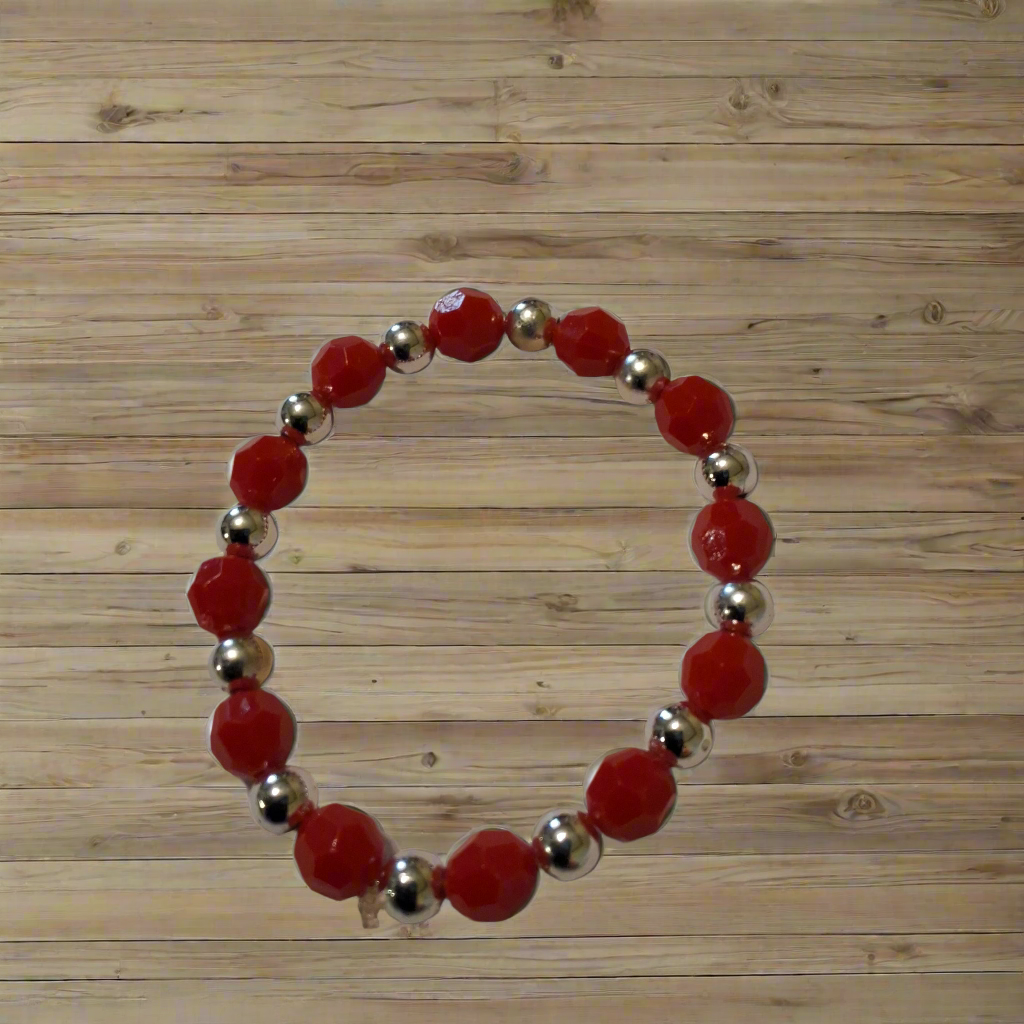 Kids Red and Silver Bracelet Style # 88