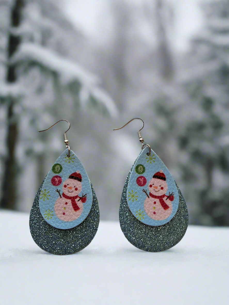 Blue Snowman Earrings Style # 1075