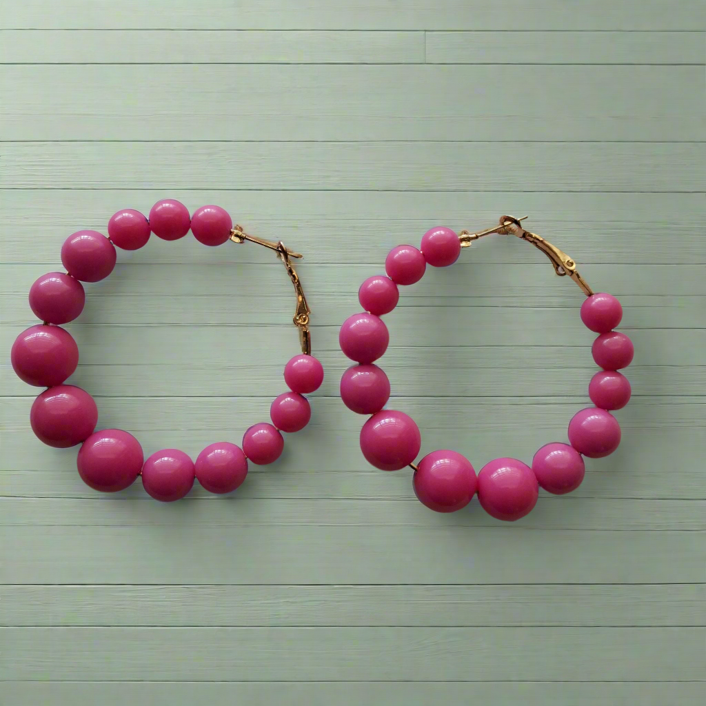 Pink Hoop Earrings Style # 538