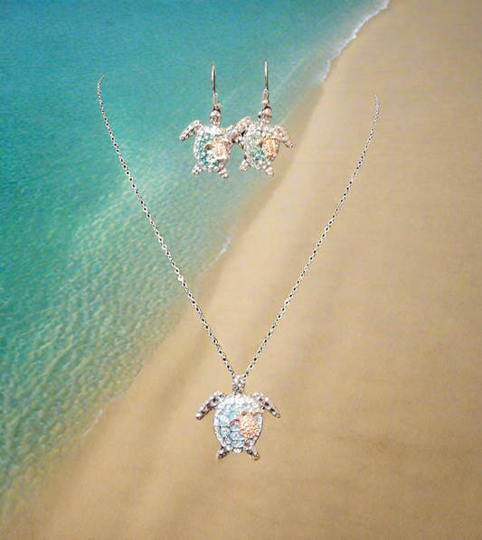 Sea Turtle Necklace with Earrings Style # 604