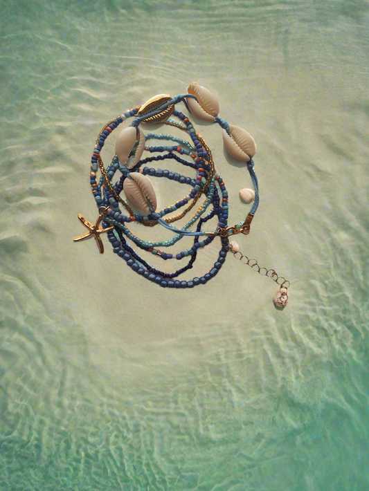 Blue Shell Bracelet Set Style # 1020