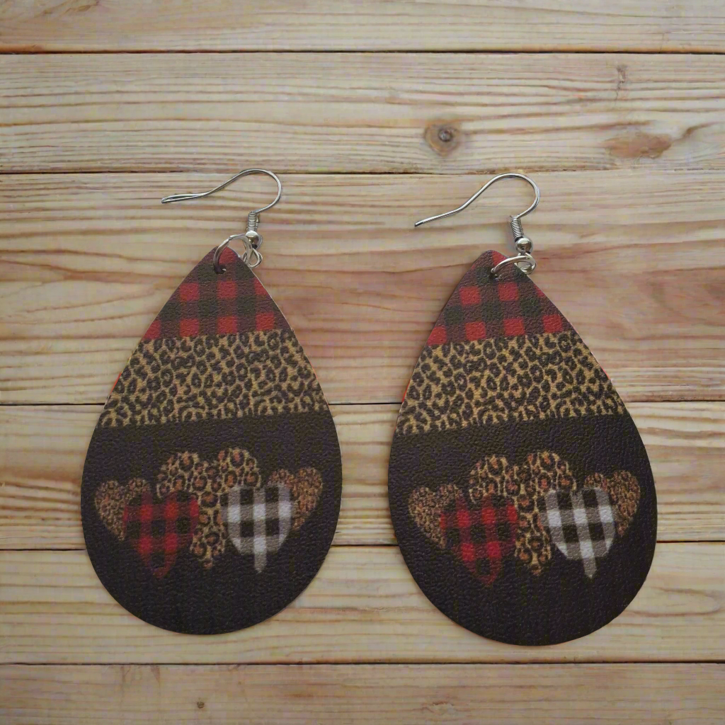 Red and Black Heart Earrings Style # 600