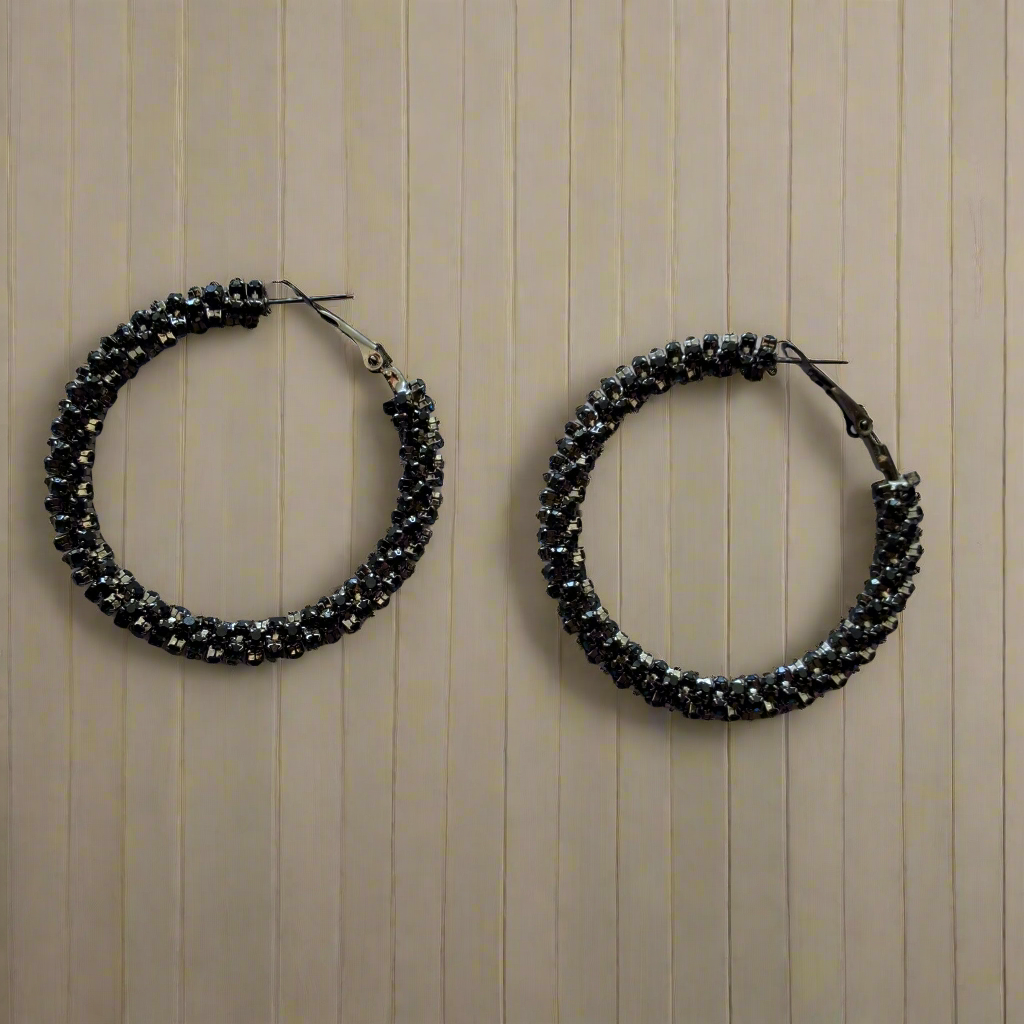 Black Hoop Earrings Style # 541