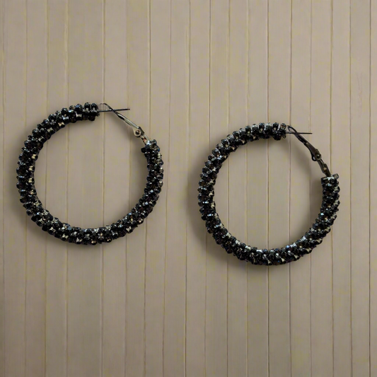 Black Hoop Earrings Style # 541