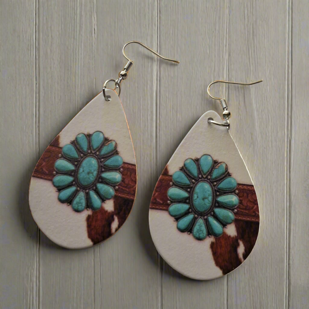 Teal and Brown Earrings Style # 135