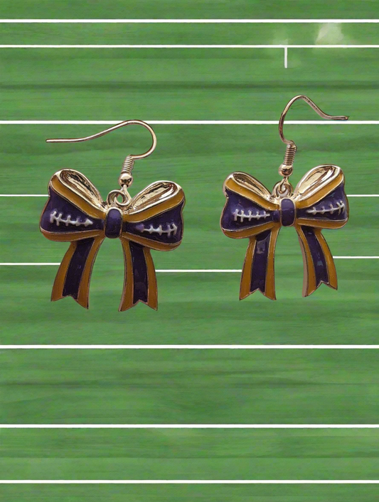 Purple and Yellow Bow Earrings Style # 1309