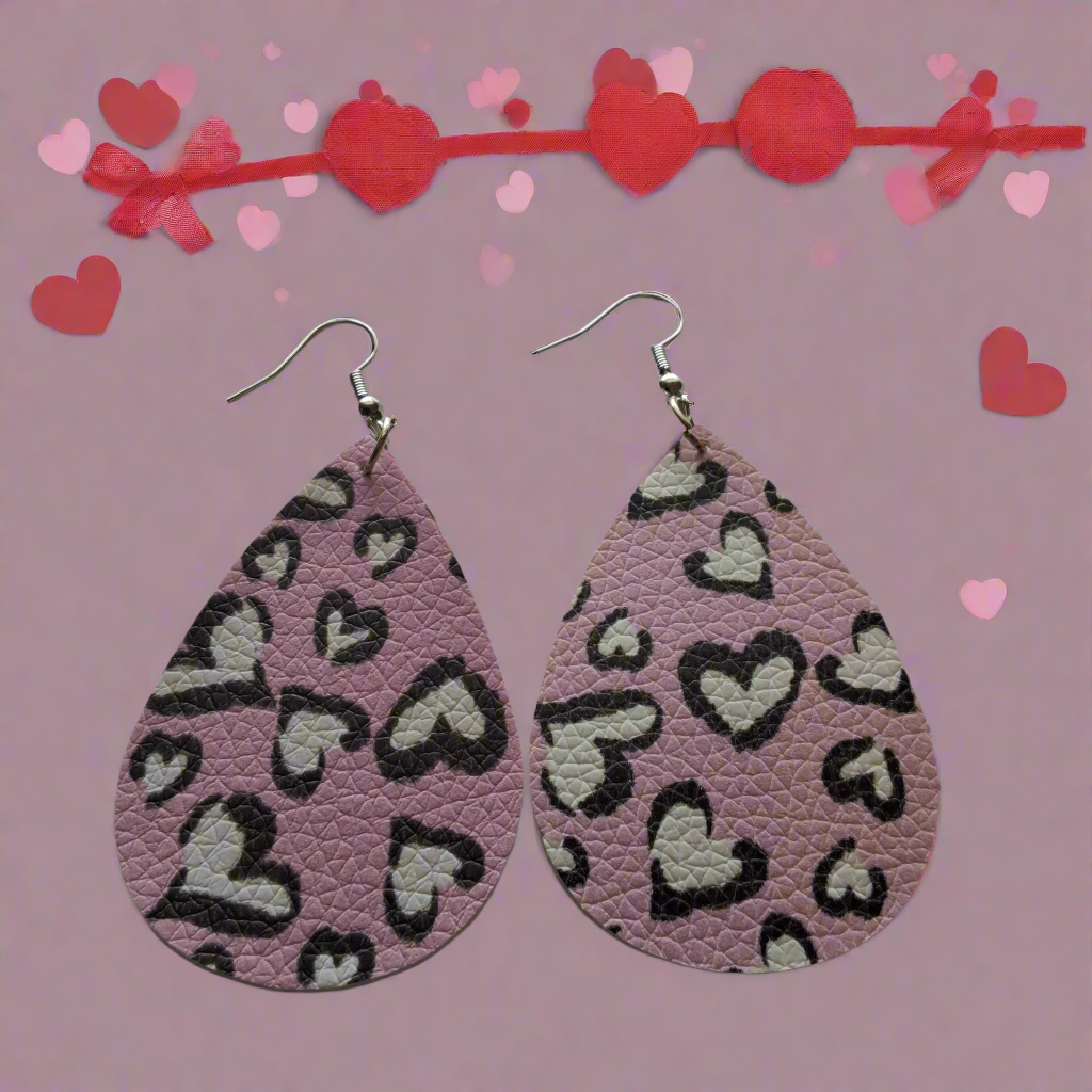 Pink Heart Earrings Style # 546