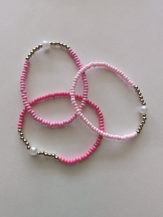 Kids Pink and Pearl Bracelet Set Style # 1315